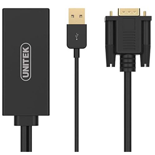 UNITEK VGA to HDMI Adapter with USB Connector for Stereo Audio Y-8711  Y8711