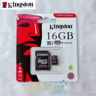 🔥VIPSale Kingston Memory Card Class10 Micro SDHC q16 GB คิงส์ตัน เมมโมรี่การ์ด SD Card 16GB  ใช้กับกล้อง โทรศัพท์ อื่นๆ