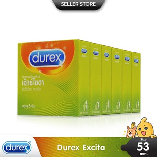 Durex Excita ถุงยางอนามัย ผิวไม่เรียบ แบบขีดวงแหวน ขนาด 53 มม. บรรจุ 6 กล่อง (18 ชิ้น)