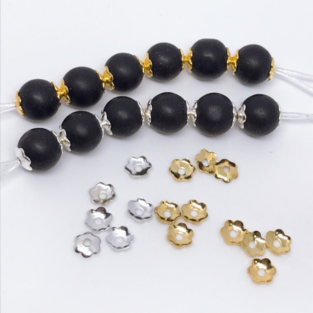 หมวกครอบลูกปัดเงินทิเบต 4mm สีเงินสีทอง