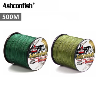 Ashconfish สายเอ็นตกปลา PE แบบถัก 500 ม. 9 เส้น สีเขียว