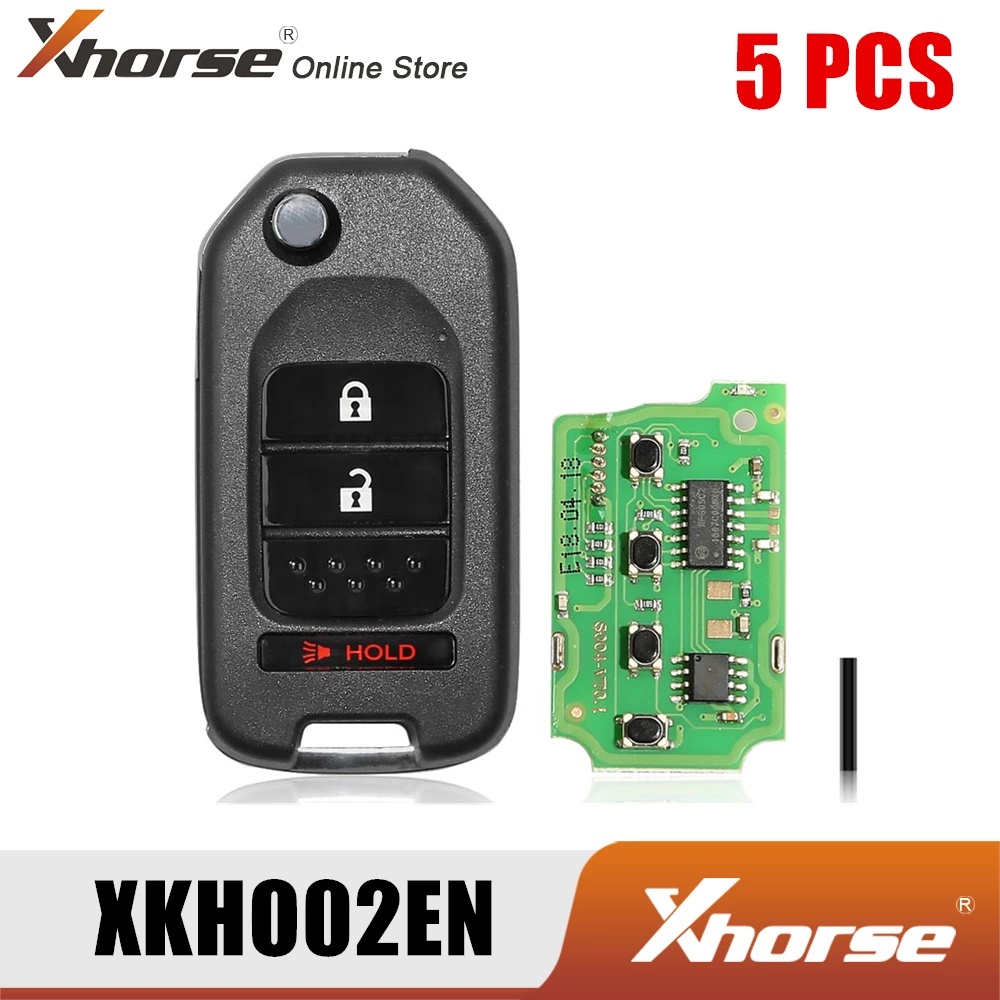 Xhorse XKHO02EN กุญแจรีโมทสายไฟ Honda Flip 2+1 ปุ่มเวอร์ชันภาษาอังกฤษ 5 ชิ้น/ล็อต