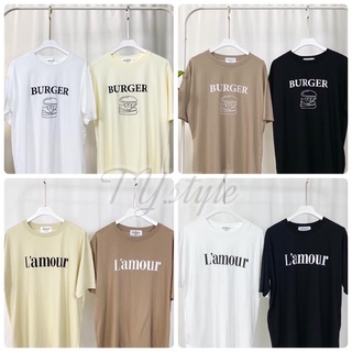 เสื้อยืด oversize สกรีนลายแน่นๆ คอตตอน100% ผ้านิ่ม