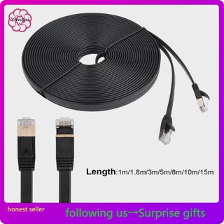 1m/1.8m/3m/5m/8m/10m/15m CAT7 RJ45 600MHz Patch Shielded Lan Network Cable Flat Ethernet Cord