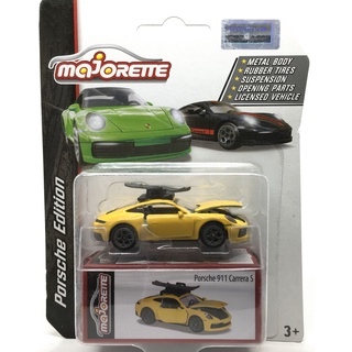 Majorette Porsche 911 Carrera S + Ski Board - Porsche Edition - Yellow /Wheels 5YGRT /scale 1/64 (3") Package with Box