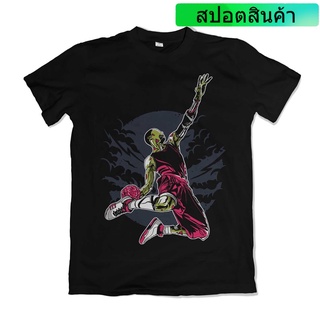 เสื้อยืดลําลอง ผ้าฝ้ายแท้ แขนสั้น ระบายอากาศ พิมพ์ลาย Zombie Slam Dunk คุณภาพสูง สําหรับผู้ชาย ไซซ์ S-3XL