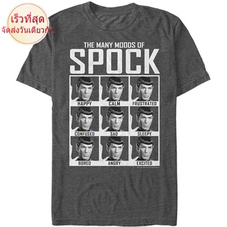 100%cotton เสื้อยืดคอวีผู้ชาย Fifth Sun Mens Star Trek Many Moods Of Spock T-Shirt men เสื้อ ยืด ผู้ชาย คอกลม โอเวอร์ ไ