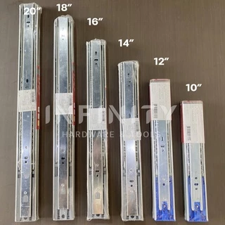Hafele รางลิ้นชัก 2 ตอน ระบบ เปิดแบบกดกระเด้ง (รับข้าง) ขนาด 10"- 20"