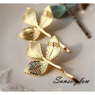 S-G❥Women Girls Elegant Hairpin 3D Stereo Fresh Leaves Hair Clip Wedding Party Accessories Gift