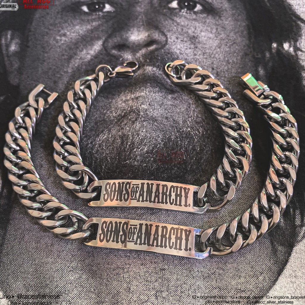 สร้อยข้อมือ Sons of anarchy รุ่น1 (ล็อค2แบบ) 10มิล สแตนเลสแท้100% bracelet stainless 316l allacc sam