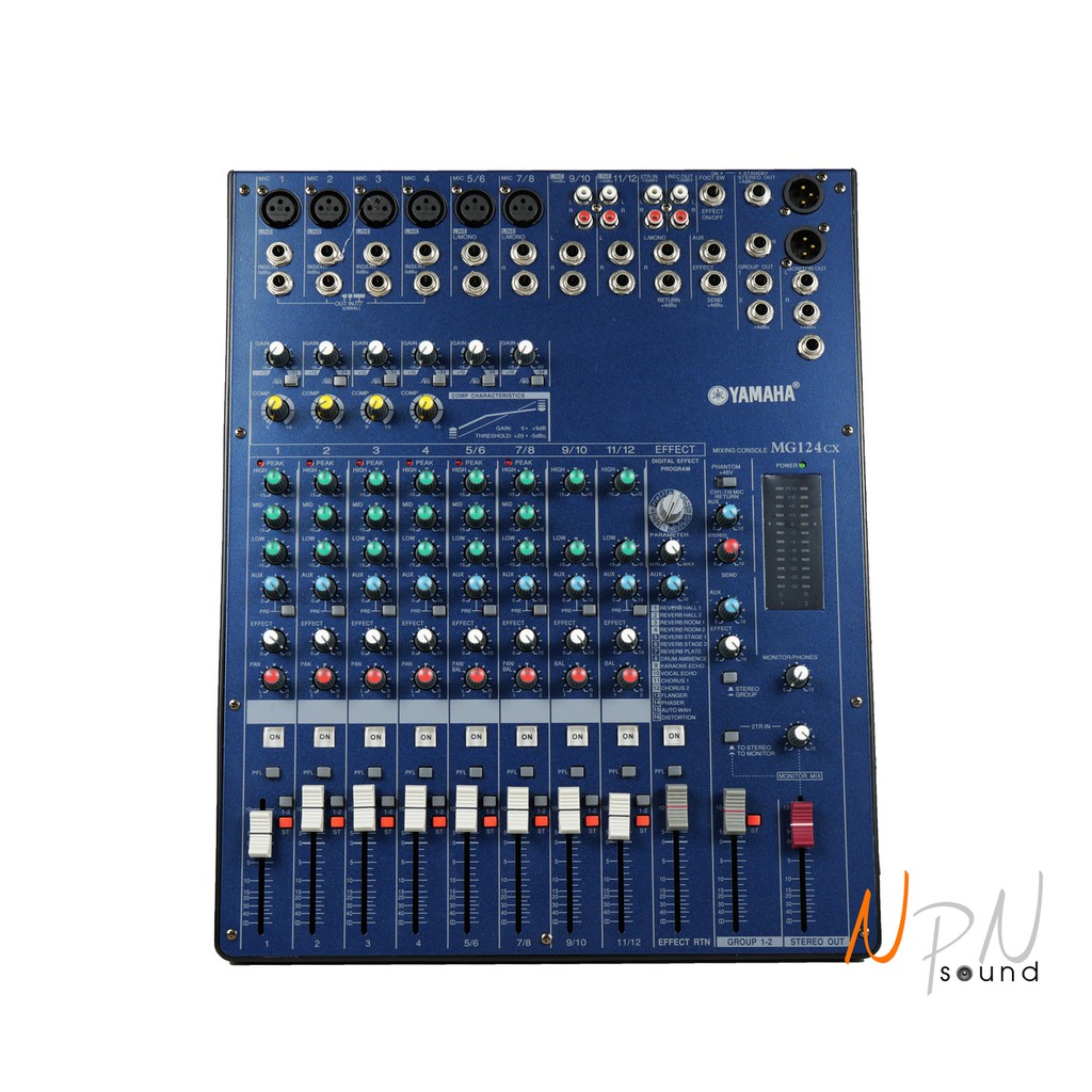มิกเซอร์MG124CX mixerMG124CX - 12 Input (6 Mono + 3 Stereo) - Stereo Out, 2 Group Out, 1 Aux - 16 Di