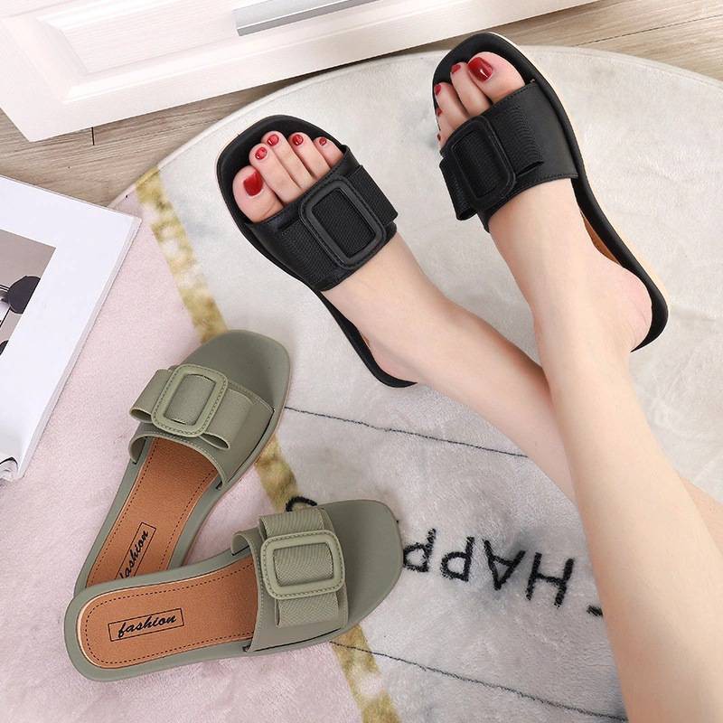 รองเท้าแฟชั่น 1100 （บวกเพิ่ม 1 ไซส์ รองเท้าแตะแบบสวม(เข็มขัด)  งานพอลิเมอร์ มี 4 สี - รูปที่ 4