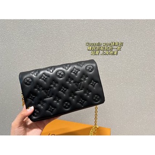 (พร้อมส่ง)LV_ กระเป๋าถือ กระเป๋าสะพายไหล่ หนังวัวแท้ แต่งสายโซ่คล้อง หรูหรา สําหรับสตรี 2022