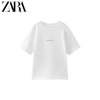 เสื้อยืดแขนสั้น ผ้าฝ้าย พิมพ์ลาย Zara สําหรับผู้ชาย และผู้หญิง