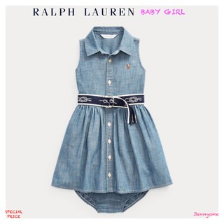 RALPH LAUREN BELTED DRESS &amp; BLOOMER ( BABY GIRL )