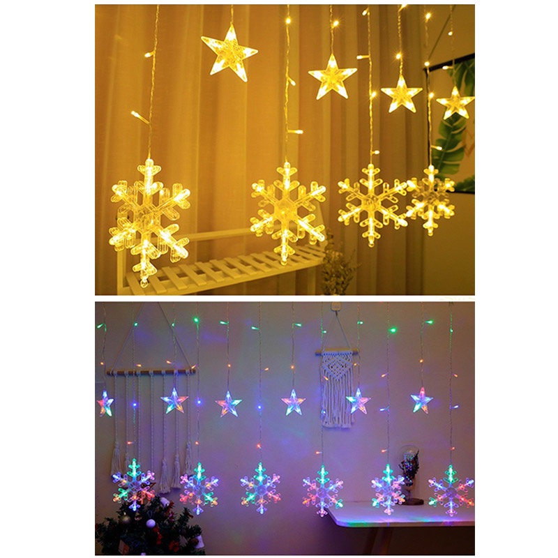 ม่านไฟตกแต่ง LED กันน้ำ ไฟม่านดาว หิมะ 220V ใช้กลางแจ้งได้ ไฟกระพริบ ประดับตกแต่ง - รูปที่ 4