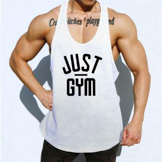 Justgym เสื้อยืดแขนกุดพิมพ์ลายตัวอักษรแบบแห้งเร็วสําหรับผู้ชาย