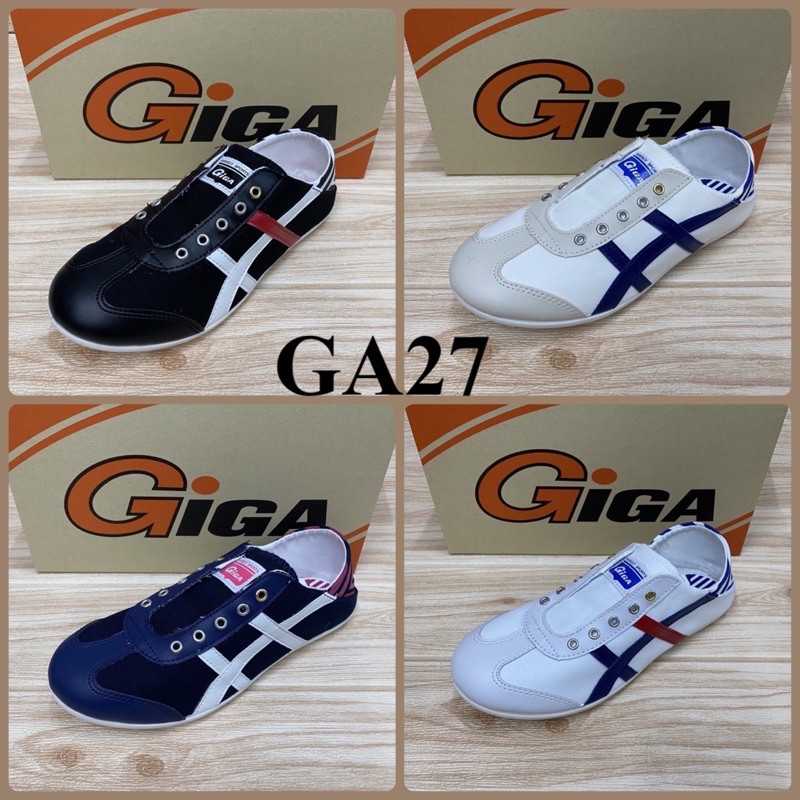 GiGa GA27 รองเท้าผ้าใบแบบสลิป-ออน (36-41) สีดำ/กรม/ขาว/ครีม