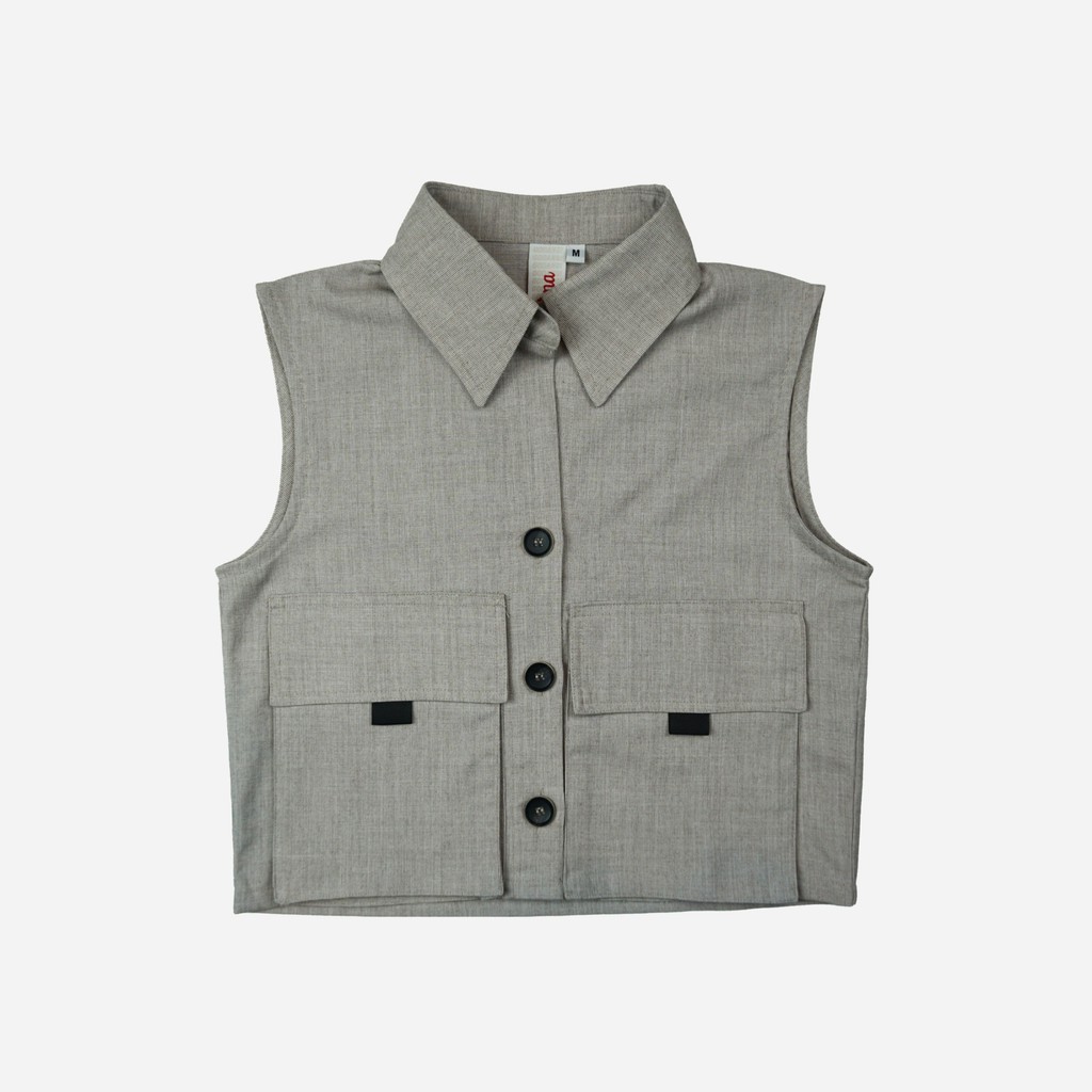 KITMA GODANG เสื้อแขนกุด กระเป๋าหน้า รุ่น Camp สี Beige