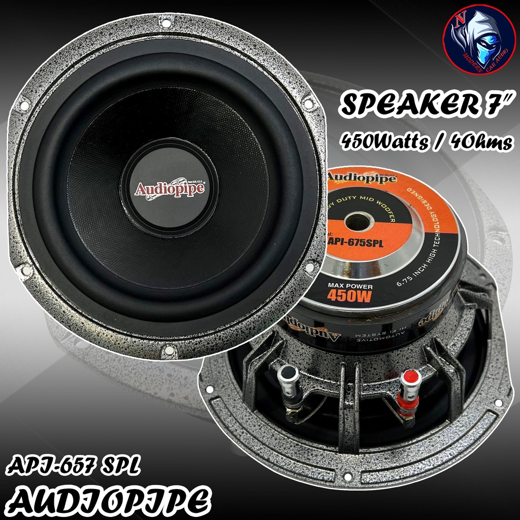AUDIOPIPE รุ่น API-675 SPL ลำโพงติดรถยนต์ 7 นิ้ว+ฝาตะแกรงหน้าดอก โครงหล่อ เสียงกลาง (ราคาต่อคู่)