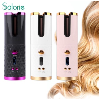 Salorie cordless automatic hair curler usb cechargeable curling iron curls waves lcd display ceramic curly rotating curling wave styler