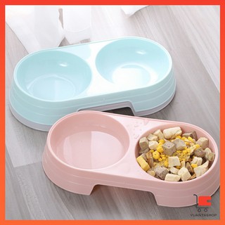 ชามข้าวแมว ชามข้าวหมา  แบบ 2 หลุม 2 Size ชามใส่น้ำ และอาหาร ของใช้สุนัข Pet bowl