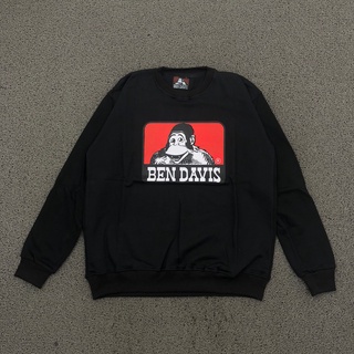 กล่องโลโก้ Ben DAVIS BLACK RED PREMIUM CREWNECK เสื้อกันหนาว