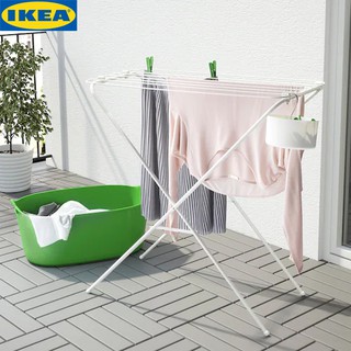 IKEA JÄLL แยลล์ ราวตากผ้า ในร่ม/กลางแจ้ง,สีขาว พับเก็บได้ เมื่อไม่ได้ใช้งาน