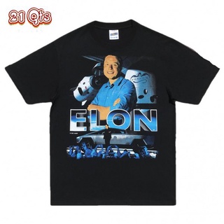 คอลูกเรือเสื้อยืดคอกลม21 สินค้าเดิม/เสื้อยืดคอกลม/ Elon Musk^Tesla/ผ้าฝ้าย 100% Oversize SML ดำ&amp;ขาว unisex🔥ผ้าฝ้ายแท้