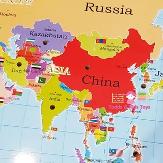 ส่งจาก ไทย แผนที่โลก ปักธงชาติ ธงชาติประเทศต่างๆ Map of The World and Nation Flag แผนที่โลกภาษา *อังกฤษล้วน