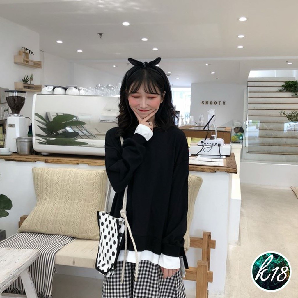 K18💜Korean เสื้อกันหนาว ทรงโอเวอร์ไซส์ แขนจั๊ม ผ้าสำลีหนานุ่ม 16 สี - รูปที่ 4