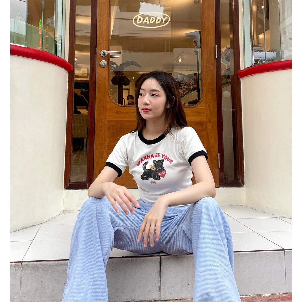 DADDY | Wanna Be T-Shirt เสื้อยืดแขนสั้น ลายน้องหมากับหัวใจสุดน่ารัก สีขาว ราคา ถูกที่สุด ดีลบีเคเค แกลเลอรีภาพที่ 3