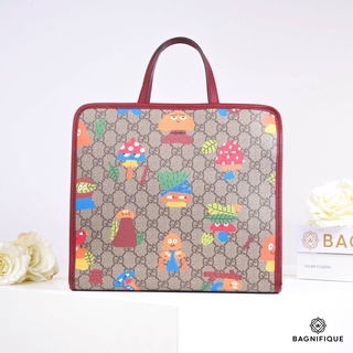 GUCCI KIDS TOTE SQUARE MUSHROOM BURGANDY