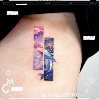 ⚡️MG Tattoo⚡️ แทททูรอยสักวาฬบนท้องฟ้าสองสี💜💖