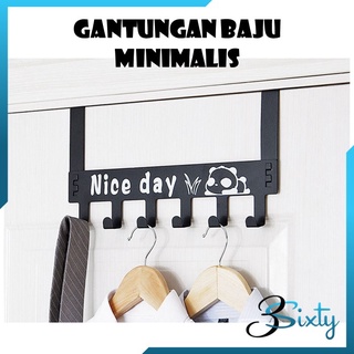Gantungan Baju Tempel Pintu Minimalis HOOK NICE DAY Belakang Pintu Tanpa Paku Kuat 6 Kaitan Enudden