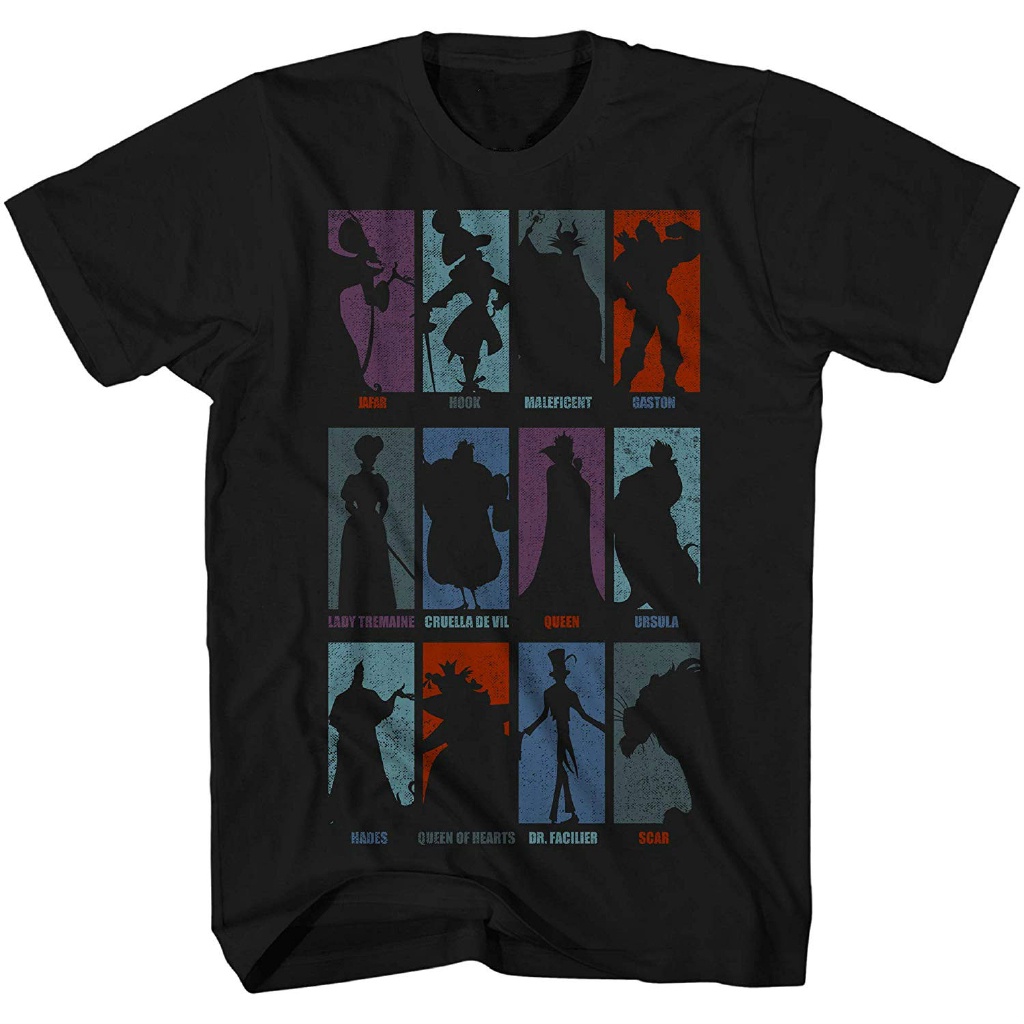 ✒Disney Villains Group Panels Gaston Ursula Maleficent Hades Scar Hook Mens T-Shirt