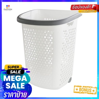 ตะกร้าผ้าล้อลาก PLIM BK-137-3 สีขาว/เทาLAUNDRY BASKET WITH CASTERS PLIM BK-137-3 WHITE/GRAY