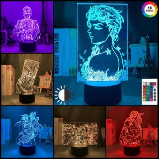 โคมไฟกลางคืน LED รูปการ์ตูนอนิเมะ JoJo Bizarre Adventure พร้อมรีโมต USB สําหรับตกแต่งบ้าน ห้องนอน