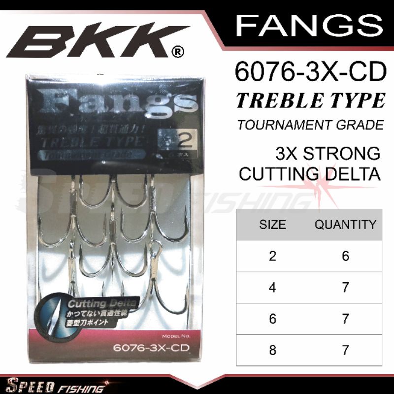 Treble Hook BKK Fangs 6076 Hook BKK Fangs 3x Strong 2 4 6 8 fang หล่อ