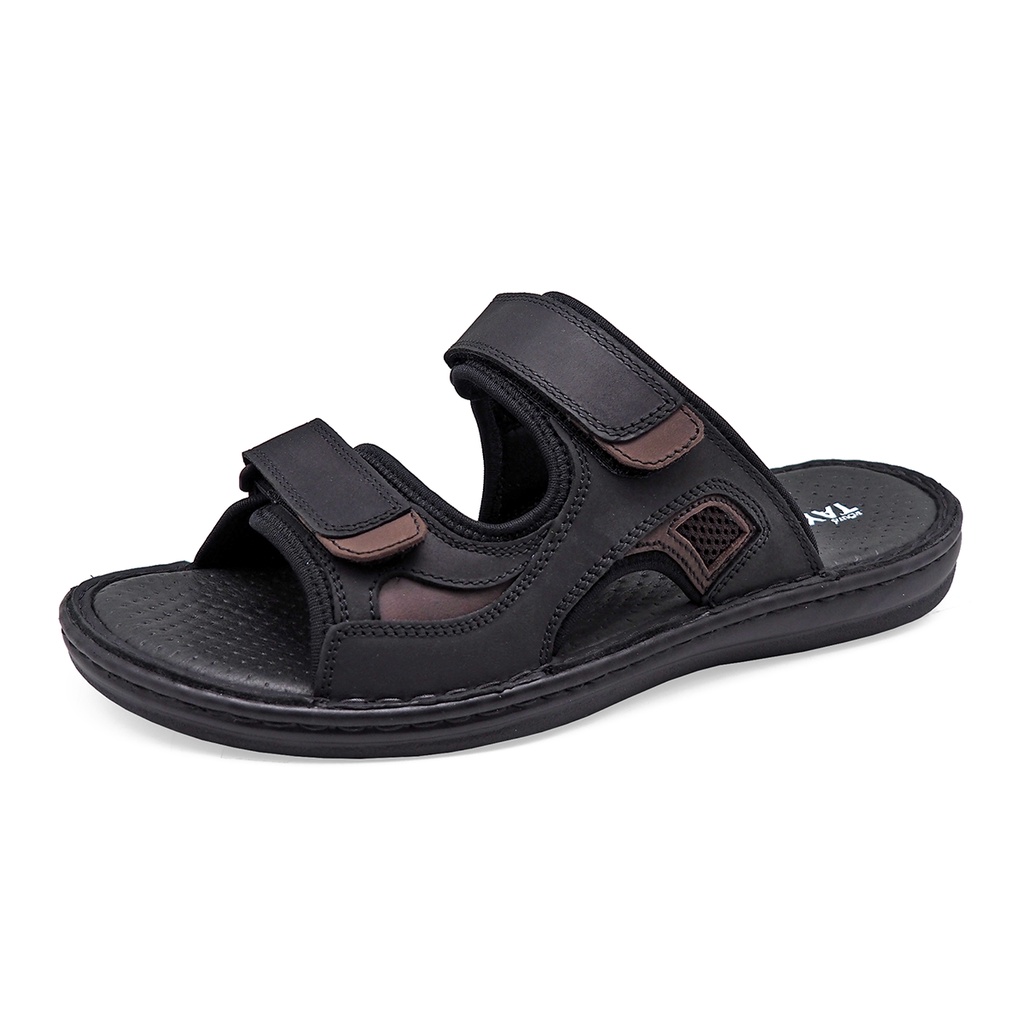 TAYWIN(แท้) รองเท้าแตะสวม ผู้ชาย รุ่น SKA-25 หนังนูบักออยล์สีดำ-นูบักออยล์สีตาล-ตาข่ายสีตาล