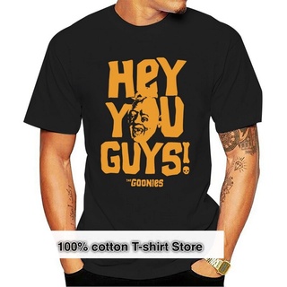 เสื้อยืดลําลอง ผ้าฝ้ายแท้ แขนสั้น พิมพ์ลายกราฟฟิค Goonies Hey You Guys แฟชั่นสําหรับผู้ชายสามารถปรับแต่งได้