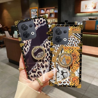 เคสโทรศัพท์มือถือ ขอบตรง กันกระแทก ลายเสือดาว สําหรับ OPPO Reno8 Pro Reno8 Z Reno7 Pro 7Z Reno6 Pro 6Z