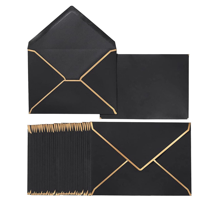100 Pack A7 Envelopes 5 X 7 Card Envelopes V Flap Envelopes With Gold ...