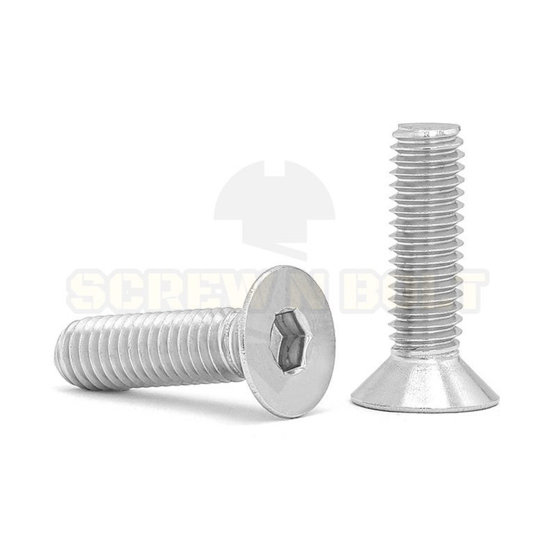 น็อต สกรู หัวจม เตเปอร์ สแตนเลส 304 เกลียวมิล หยาบ M5 /Flat Head Hexagon Socket Machine Screw SUS304 - รูปที่ 5