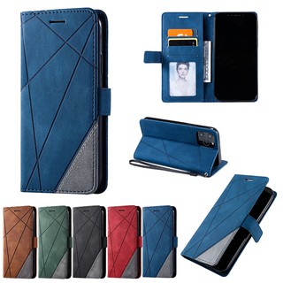 เคสโทรศัพท์ฝาหลังหนังพลิก OPPO A73 A93 F17 Reno 4 F11 Pro Lite 4F Mobile Phone Case Skin Feel Splicing Flip Leather Back Cover