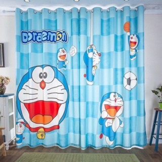 ผ้าม่าน โดเรม่อน Doraemon ขนาด 180*180 ซม. ม่านหน้าต่าง/ม่านประตู / ม่านกั้นห้อง / ม่านห้องน้ำ