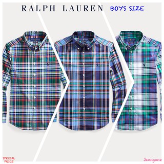 RALPH LAUREN PLAID COTTON POPLIN SHIRT ( เด็กโตผู้ชายอเมริกาอายุ 8-20 ปี )