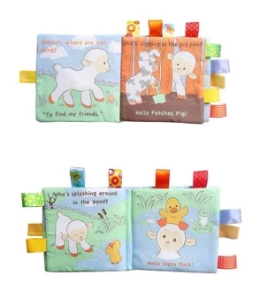 หนังสือผ้า JJOVCE หนังสือผ้าหัดจับ มีเสียงก๊อบแก๊บ สีสันสดใส