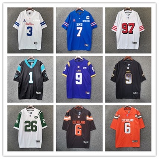 เสื้อยืดเบสบอล ปักลายตัวอักษร Nfl American Football Jersey Rugby สไตล์ฮิปฮอป ฮาราจูกุ เรโทร