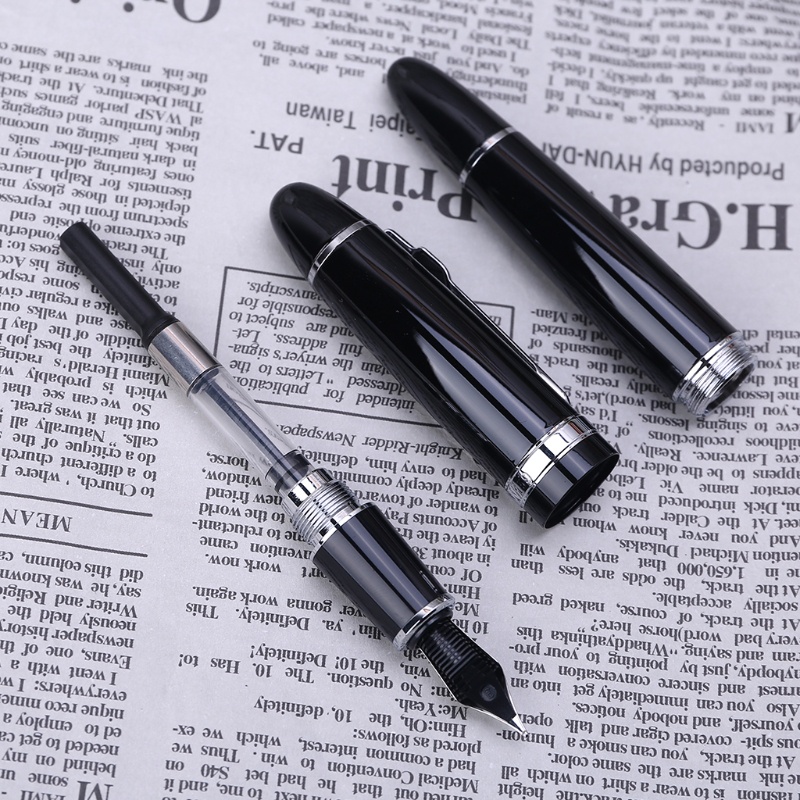 QUIM ใหม่ Jinhao 159 สีดําและสีเงินสําหรับ M Nib Fountain Pen หนา